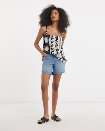 Mono Print Linen Bandeau Top