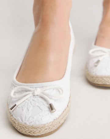 Simply Be Arielle Broderie Ballerina Espadrille - Wide Fit (E)