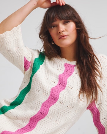 Native Youth Multi Stripe Short Sleeve Knitted Mini Dress
