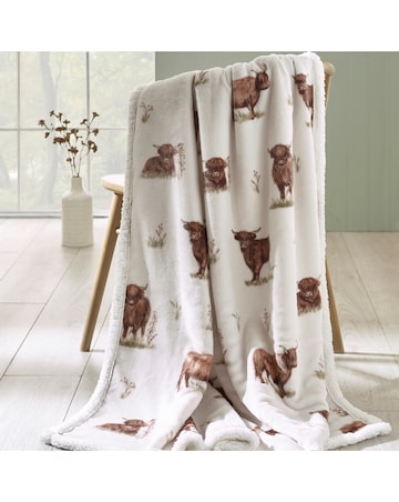 Catherine Lansfield Angus Highland Cow Fleece Throw