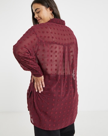 Burgundy Oversized Dobby Shirt