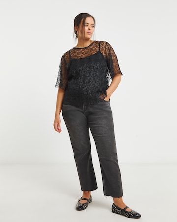 Simply Be Black Lace Boxy Top
