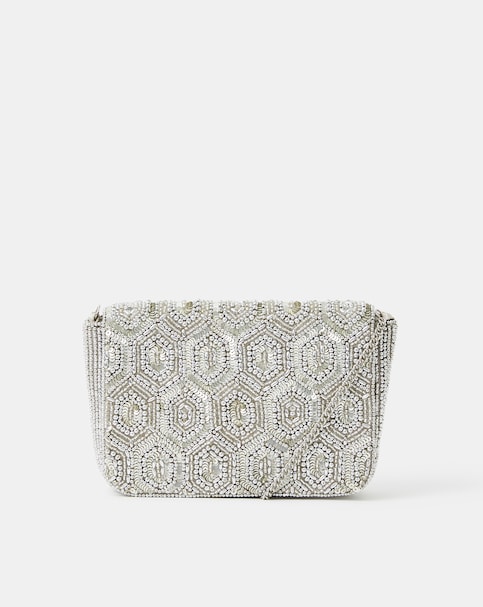 Accessorize Embellished Fold Over Clutch Bag