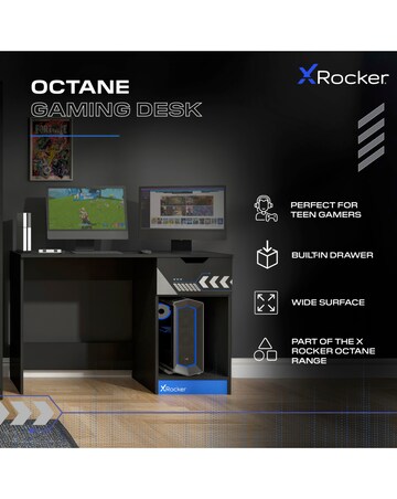 Octane Gaming Desk with Drawer - Blue