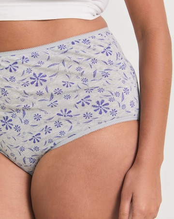 Pretty Secrets (7 Pack) Cotton Full Fit Knickers Blue Floral