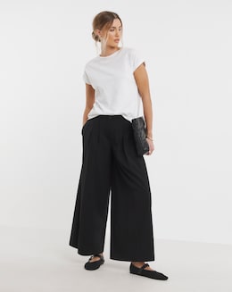 Black Magisculpt Pleated Wide Leg Trousers Regular