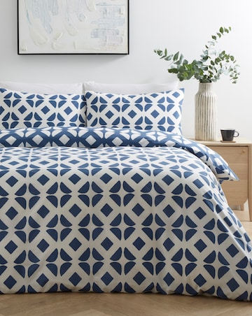 Gray & Osbourn Arran Tile Print Duvet Set Blue