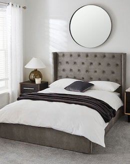 Allegra Winged Velvet Ottoman Bedframe