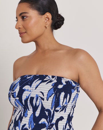 Beach To Beach Shirred Bandeau Beach Jumpsuit