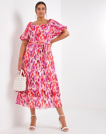 Joanna Hope Balloon Sleeve Print Maxi Dress