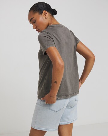Acid Wash Tropical Paradise Slogan T-Shirt