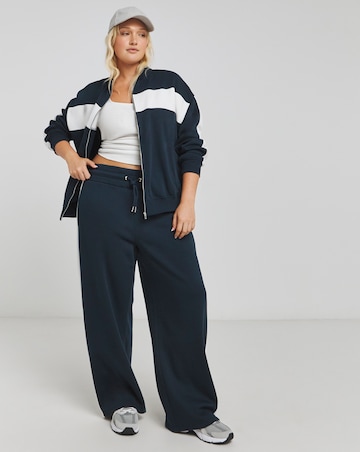 Navy Stripe Zip Through Sweatshirt