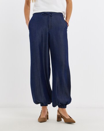 Indigo Tencel Tie Waist Balloon Jeans