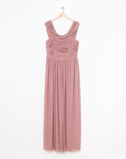 Little Mistress Bardot Split Front Maxi Occasion Dress
