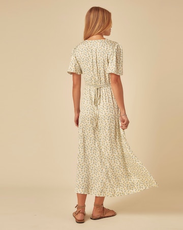 Nobody's Child Atlas Midi Dress Woodblock Green Print