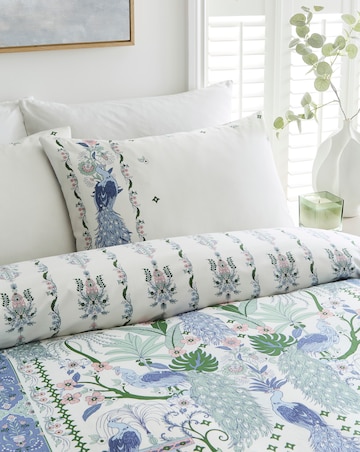 Chiara Peacock Border Cotton Blend Reversible Duvet Cover Set