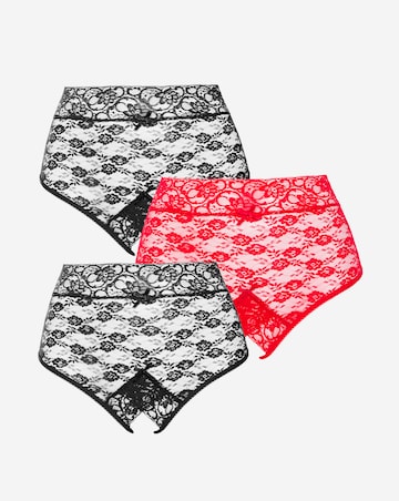 Simply Be 3 Pack High Waist Crotchless Lace Brief