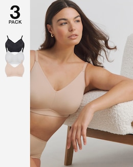 Pretty Secrets (3 Pack) New Claire Micro Moulded Full Cup Non Wired Bras (B-E)