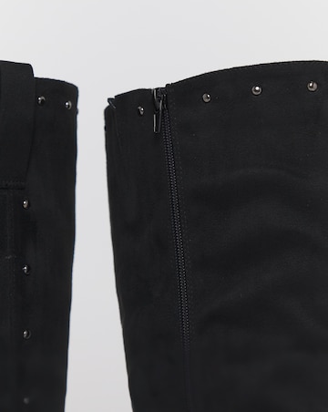 Zoey Studded Knee High Biker Boots - Extra Wide Fit (EEE) & Super Curvy Calf
