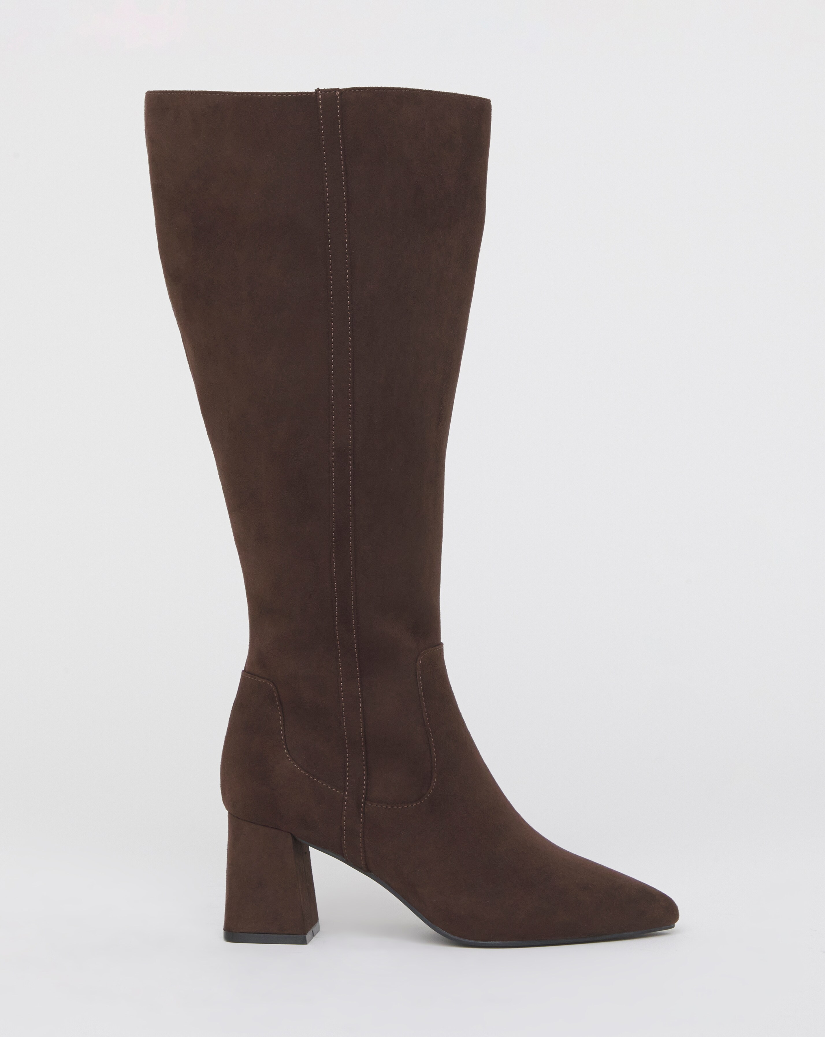 Soprano Block Heel Pointed Knee High Boots - Wide Fit (E) & Curvy Calf