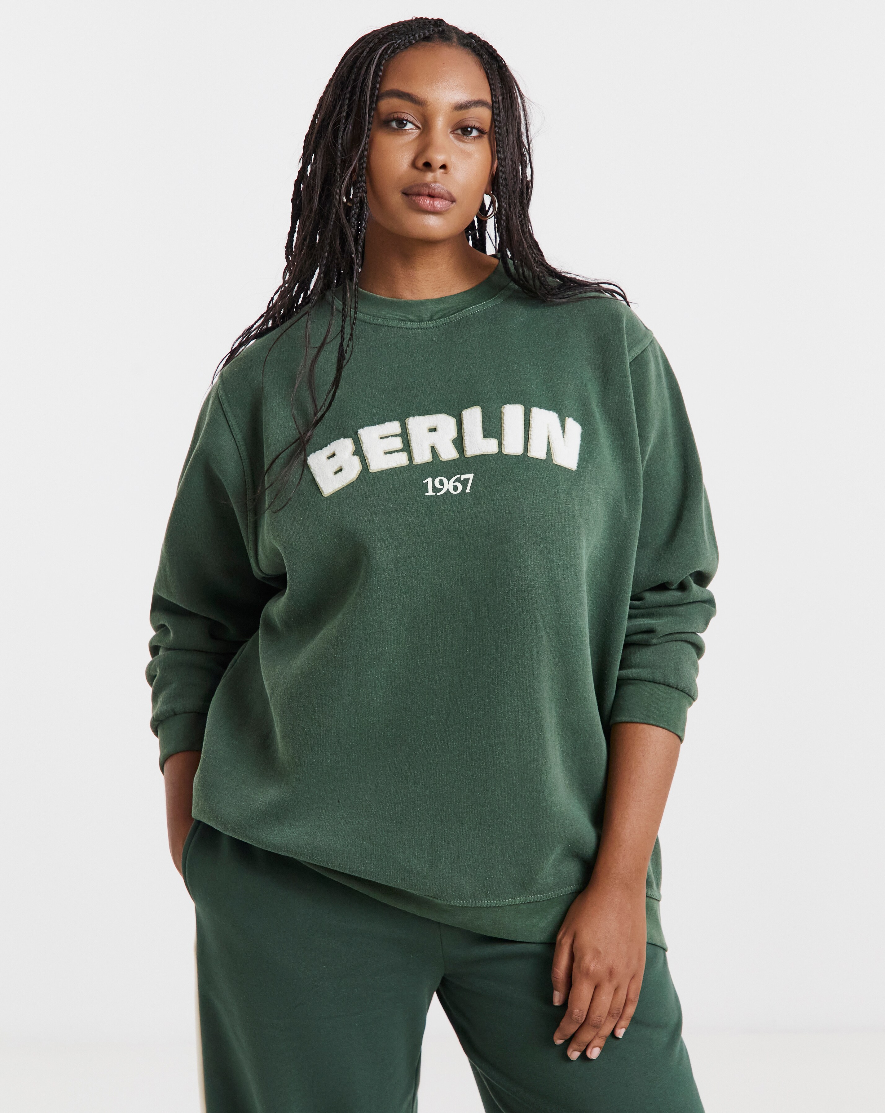 Forest Green & Ecru Berlin Boucle Sweatshirt