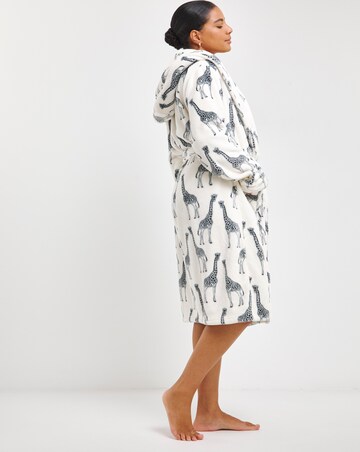 Chelsea Peers Giraffe Print Fleece Hooded Gown