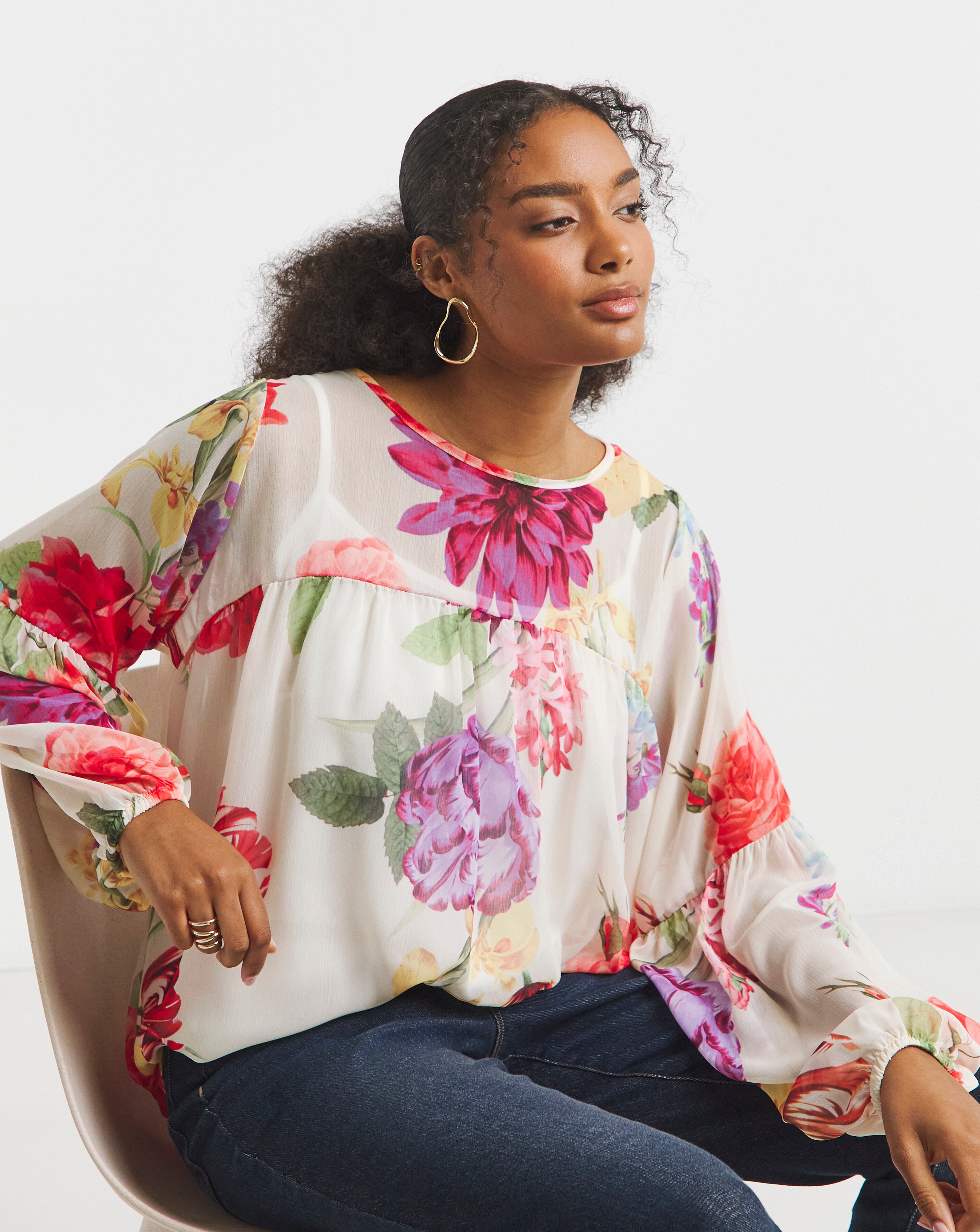 Joanna Hope Romantic Chiffon Blouse