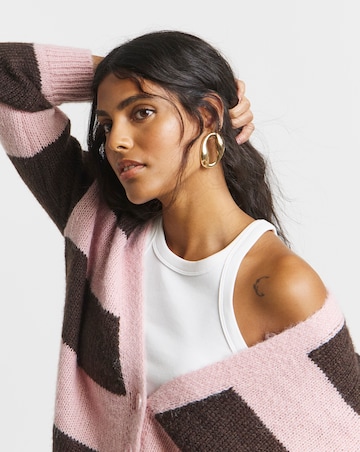 Simply Be Stripe Fluffy Boyfriend Cardigan