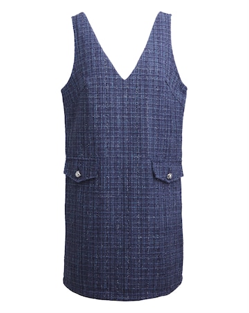 Navy Boucle Pinafore Dress