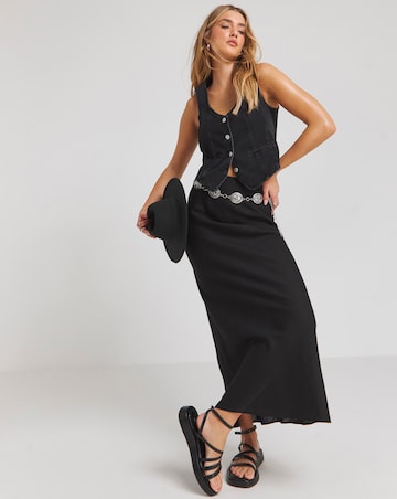 Simply Be Black Linen Maxi Skirt