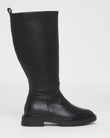 Berry Leather Knee High Riding Boots Wide E Fit Curvy Calf