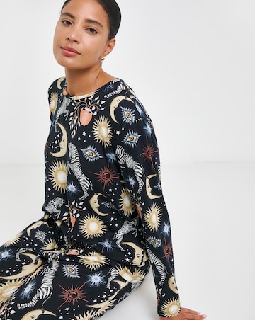 Chelsea Peers Jersey Celestial Zebra Print Crew Pyjama Set