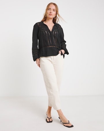 Simply Be Black Cheesecloth Cutwork Blouse