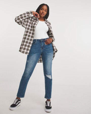 Fern Dark Stonewash Slim Ripped Boyfriend Jeans Simply Be