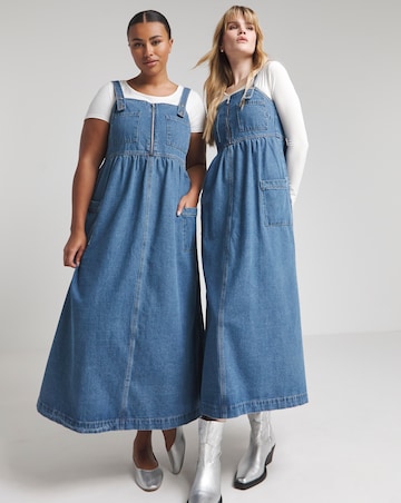 Mid Wash Midaxi Pocket Detail Apron Dress