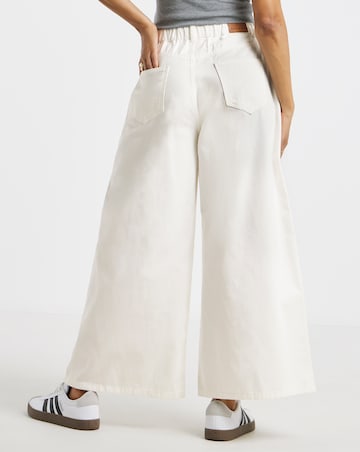 Simply Be Ecru Extreme Pleat Detail Wide Leg Jean