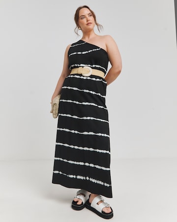 Simply Be Tie Dye Cotton Jersey One Shoulder Maxi Dress
