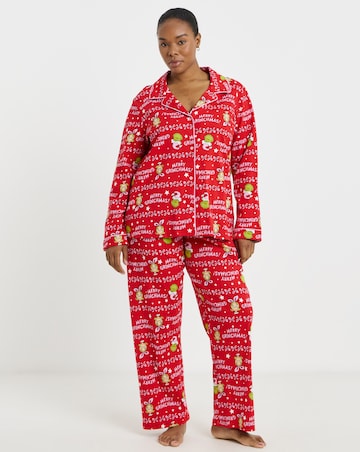 Grinch Christmas Button Through Cotton Pyjama Set