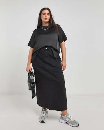 Satin Ribbed Neck Boxy Top