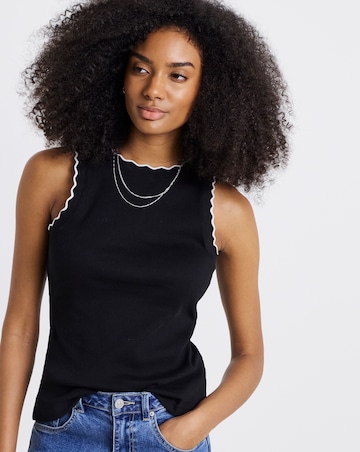 Black and White Scallop Edge Tank