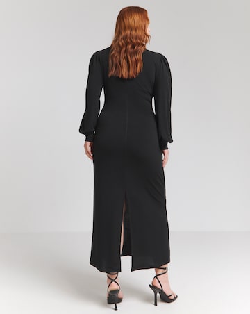 Flounce London Black Slinky Jersey Twist Knot Maxi Dress