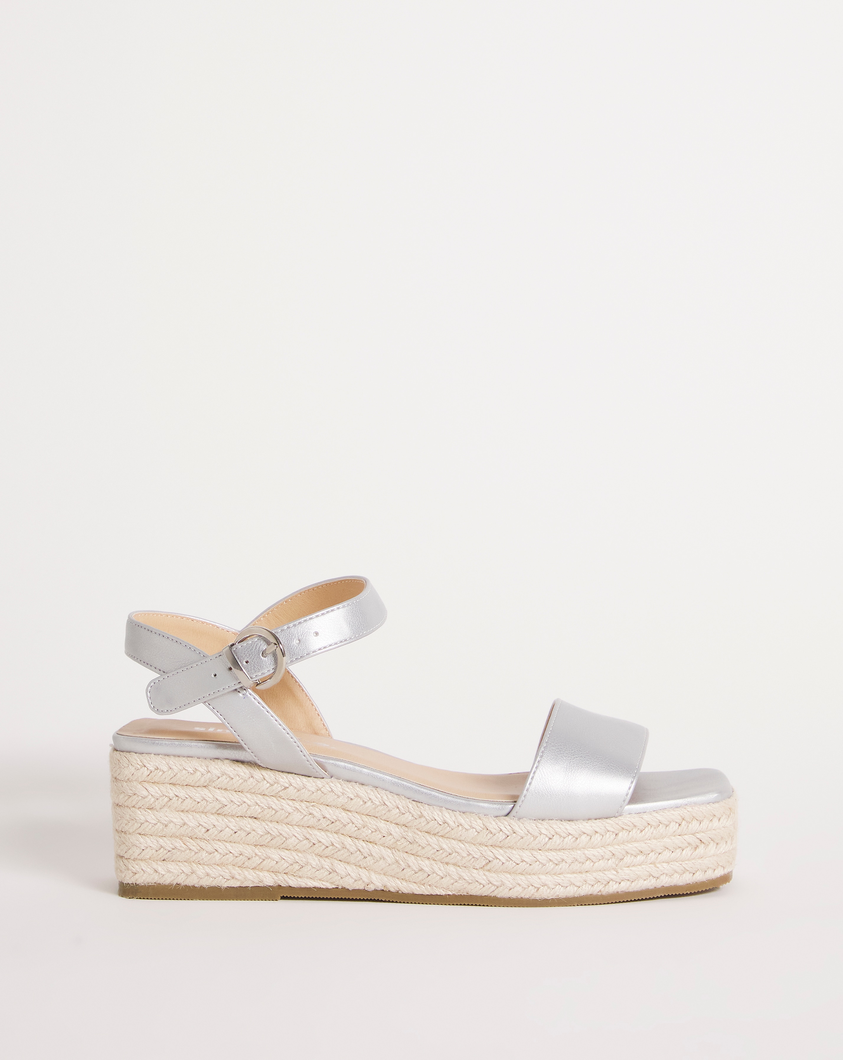 Daria Metallic Square Toe Espadrille Flatform Sandals Wide Fit Simply Be