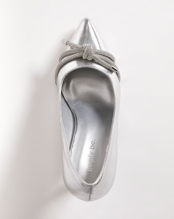 Kara Diamante Knot Heeled Metallic Shoes - Wide Fit (E)