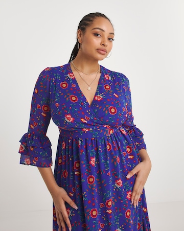 Joanna Hope Tiered Frill Sleeve Midi Dress