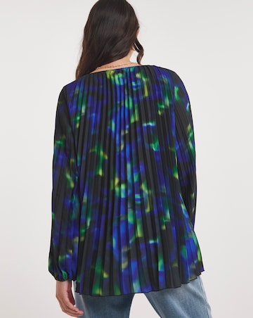 Joanna Hope Pleated Keyhole Blouse