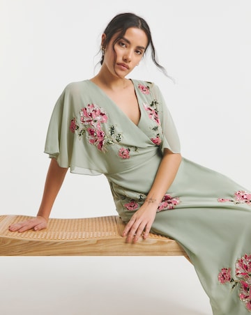 Maya Deluxe Embellished True Wrap Dress