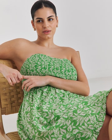 Joe Browns Green Leaf Print Short Beach Dress