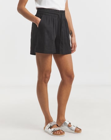 Simply Be Black Tie Waist Linen Shorts