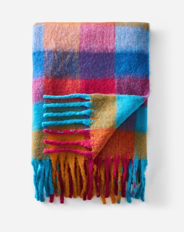 Bright Check Faux Mohair Throw