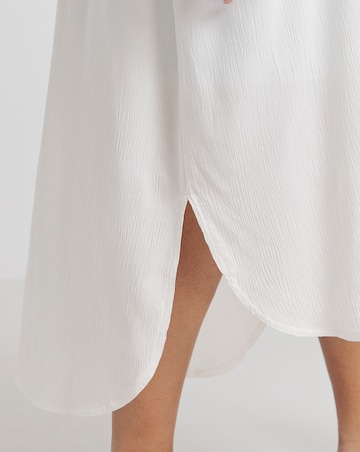 Simply Be Ecru Longline Crinkle Long Sleeve Shirt